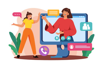 Girl Chatting On A Video Call With Friends