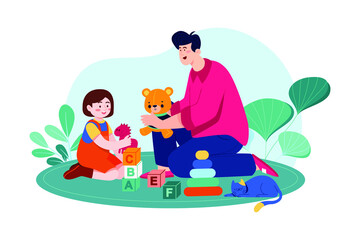 Father And Daughter Playing Together