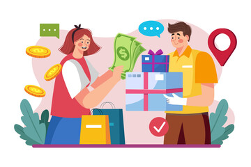 Cash On Delivery Illustration concept. Flat illustration isolated on white background