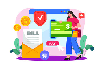 Online Payment Using The Card Illustration concept. Flat illustration isolated on white background