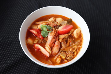 thailand food spicy tomyam shirmp soup in a bowl