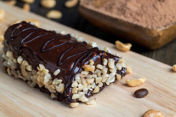 chocolate-drenched banana cake with cheese cream