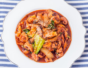 Stir-fried Squid ( Ojingeo-bokkeum ) - Korean food