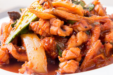 Stir-fried Squid ( Ojingeo-bokkeum ) - Korean food