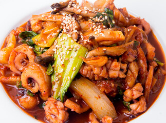 Stir-fried Squid ( Ojingeo-bokkeum ) - Korean food