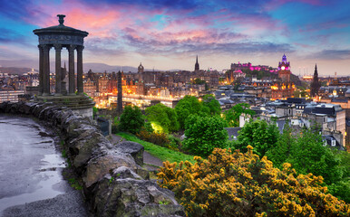 Edinburgh skyline at sunset, UK - Scotland