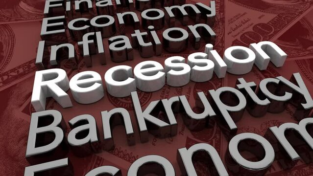 Recession Inflation Bad Economy Words Financial News Money 3d Animation