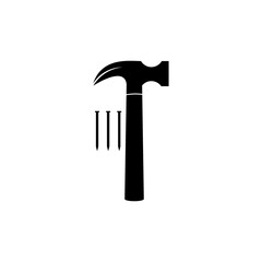 Hammer and nail icon isolated on white background