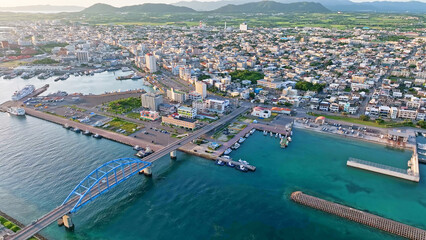 Obraz premium 南国の港町 空撮