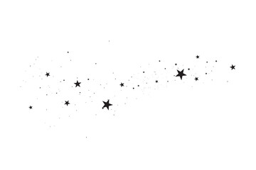 Stars on a white background. Black star shooting with an elegant star.Meteoroid, comet, asteroid, stars.