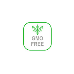 GMO FREE SIMPLE DESIGN NATURAL LEAVES BADGE FOR BIO SHOP MARKETING, ISOLATED ON WHITE