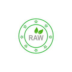 Raw Simple Green Badge isolated On White