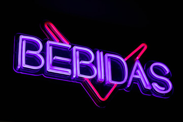 Bar neon sign glowing at night