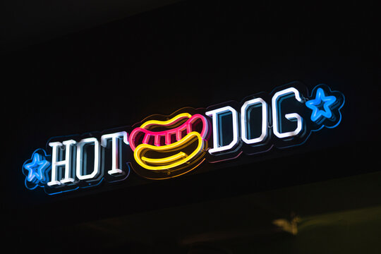 Neon Sign Advertising Fast Food Restaurant