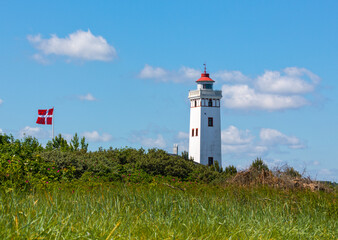 Fototapeta na wymiar Strib Fyr, lighthouse at Middelfart, Funen, Denmark