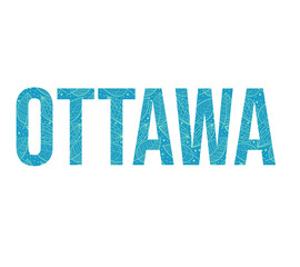 Ottawa city name filled by snowy doodle leaves pattern
