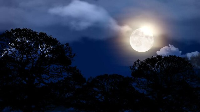 Clouds and Moon at night