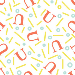 Alphabet U Letter Vector Seamless Pattern