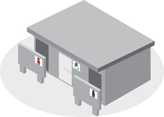 アイソメトリックな多機能トイレのある公衆トイレ