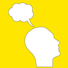 Thinking man with speech bubble.
new idea thinking concept.