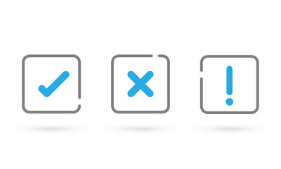 Set of check mark, cross, exclamation point icon, Business icon