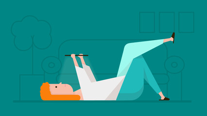 Girl with tablet at home