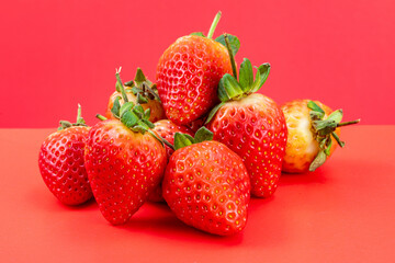 Strawberry isolated in red background 