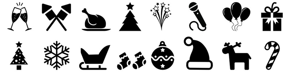 Christmas icon vector set. new year illustration symbol collection. 