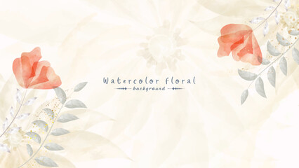 Spring floral in watercolor vector background. Luxury wallpaper design with flowers, Elegant blossom flowers illustration suitable for fabric, prints, cover.