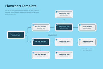 Simple infographic for flowchart template with place for your content - blue version.