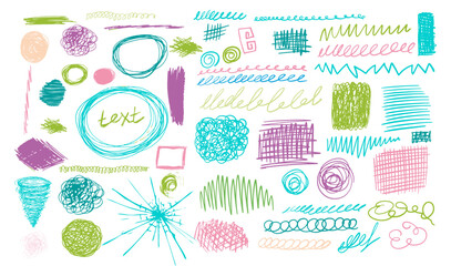 Scribble line set. Hand drawn lines, underline strokes, doodle lines in pencil. Set of handmade strokes elements. Vector illustration