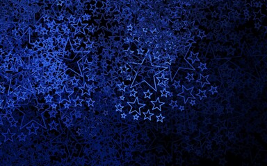 Dark BLUE vector background with colored stars.