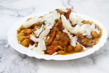 Freshly cooked Samosa Chole Chat