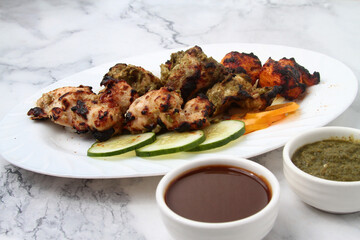 Freshly cooked Triranga Chicken Tikka