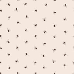 Spiders on a beige background, vector pattern