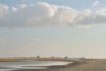 Wide beach of Saint Peter-Ording in northern Germany. High quality photo