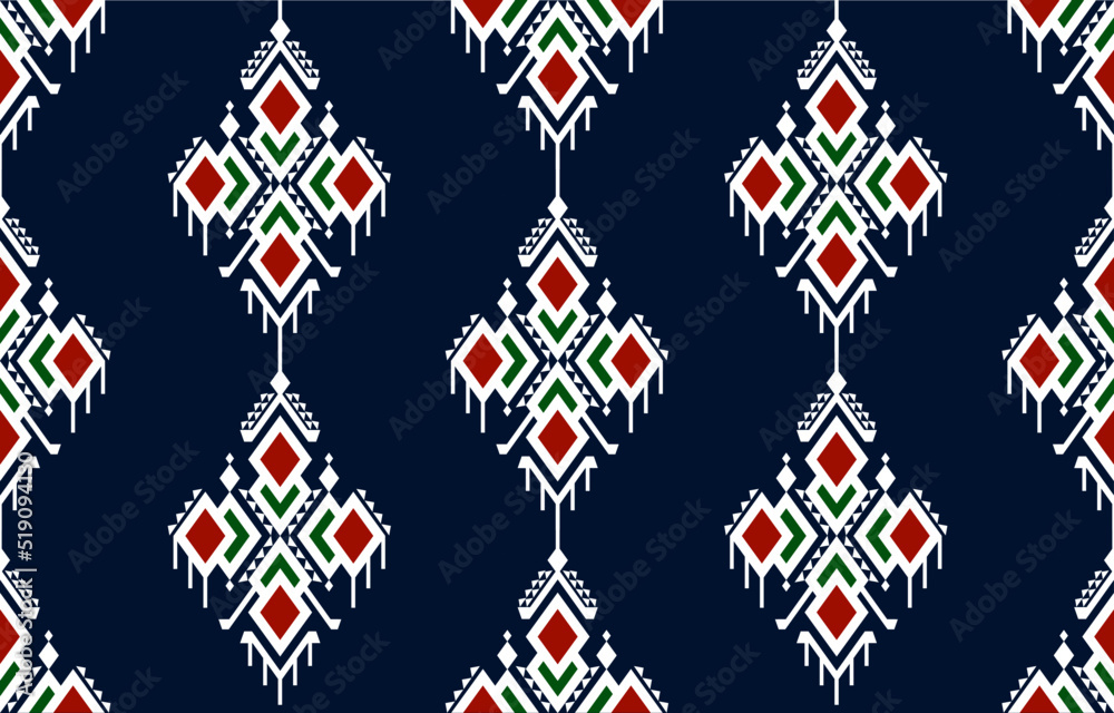 Wall mural Geometric ethnic oriental seamless pattern traditional Design for background,carpet,wallpaper.clothing,wrapping,Batik fabric,Vector illustration.embroidery style - Sadu, sadou, sadow or sado