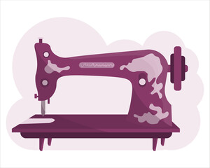 Flat vector illustration of sew machine icon