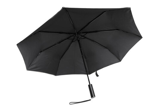 Open Black Rain Umbrella Isolated On White