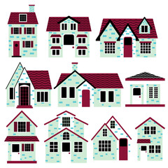 Set of Simple Flat House Illustration