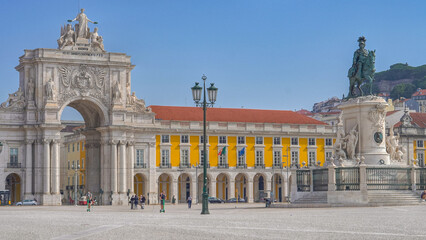 Lisboa, Portugal, The commerce square and the tagus river