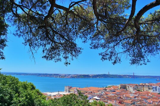 View over the tagus river and the bridge, Lisbon, Portugal