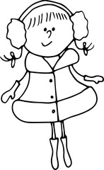 Snow Maiden, hand-drawn. Hand -drawn doodles illustration Snow Maiden.
Line art  Snow Maiden  