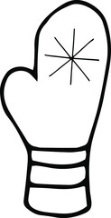 Mitten, hand-drawn. Hand -drawn doodles illustration .
Line art .