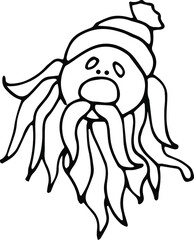 Santa Claus , hand-drawn Santa Claus face. Hand -drawn doodles illustration Santa Claus face.
Line art face.