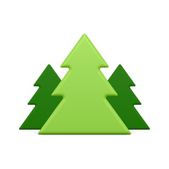 Green spruce geometric slim bauble decorative Christmas toy realistic 3d icon vector illustration
