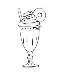 Silhouette of ice cream, illustration isolated on white background. Hand painting illustration