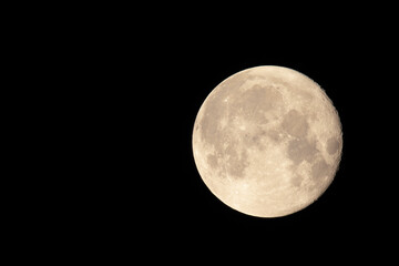 High angle view of full moon. Copy space.