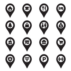Map location markers icon set