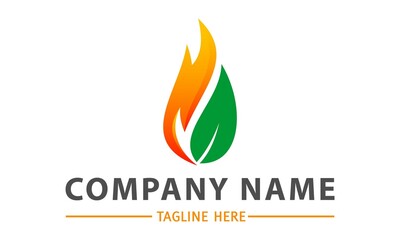 Eco Green Leaf Fire Logo Template Design